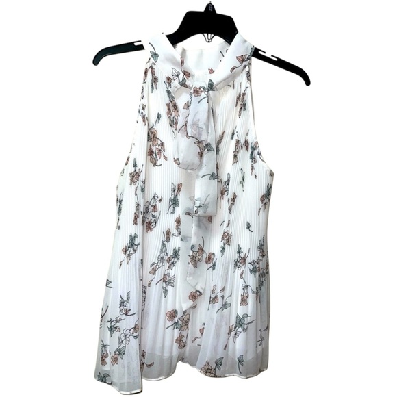 1.STATE FLORAL-PRINT PLEATED HALTER TOP SLEEVELESS COLLARLESS CREAM COLOR SIZE M - Picture 3 of 14